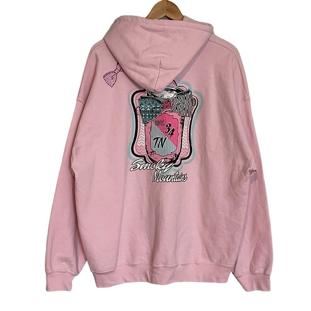 Gildan Smoky Mountains, TN Pink Moonshine Whiskey Graphic Hoodie Country South